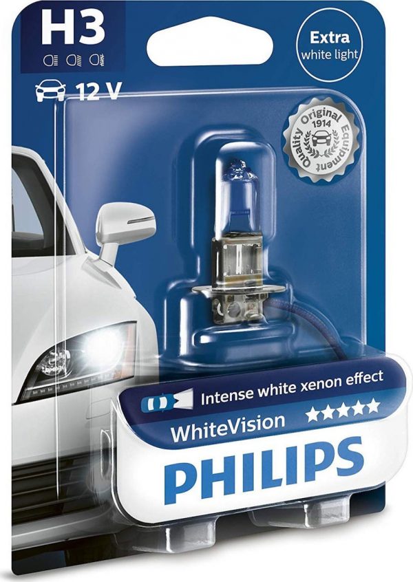 PHILIPS ΛΑΜΠΑ 12V H3 55W PK22s White Vision 12336WHVB1